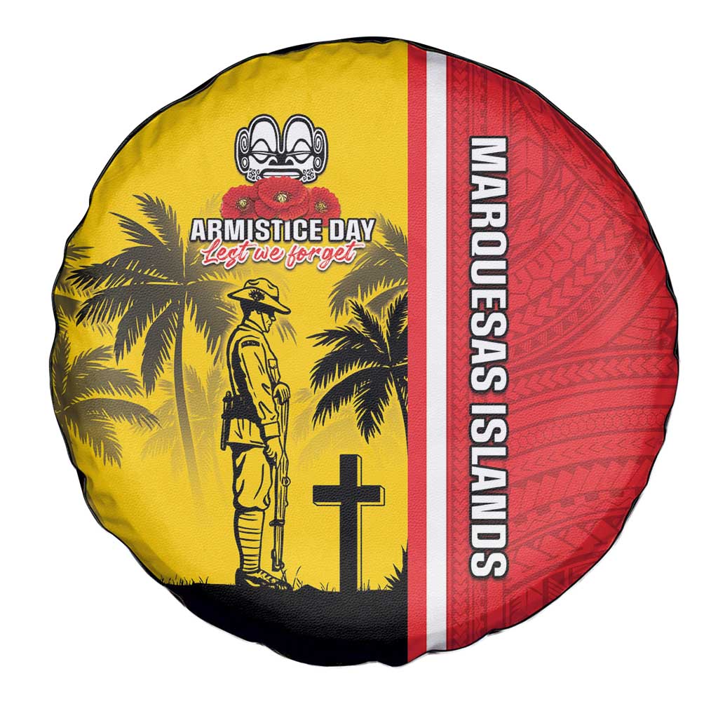 Marquesas Islands Armistice Day Spare Tire Cover Lest We Forget Flag Style