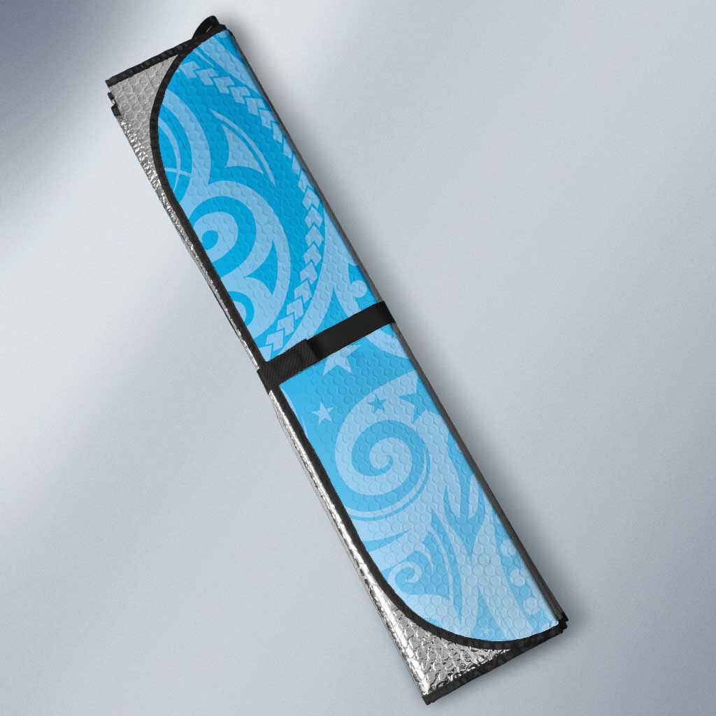 Malampa Fiji Day Auto Sun Shade Tribal Pattern With Tropical Flowers - Polynesian Pride