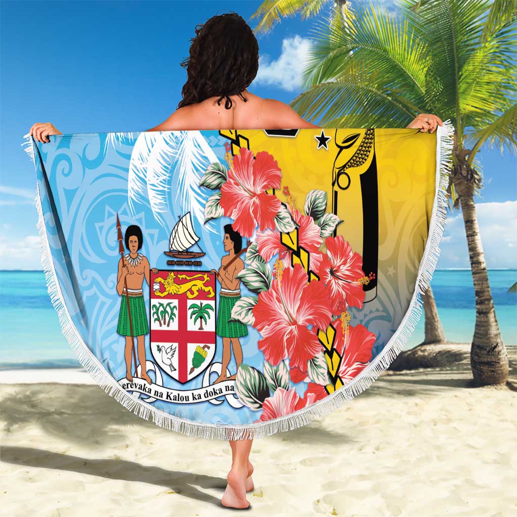 Malampa Fiji Day Beach Blanket Tribal Pattern With Tropical Flowers LT05 - Polynesian Pride