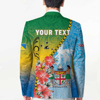 Personalised Malampa Fiji Day Blazer Tribal Pattern With Tropical Flowers - Polynesian Pride