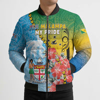 Personalised Malampa Fiji Day Bomber Puffer Jacket Tribal Pattern With Tropical Flowers - Polynesian Pride