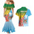 Personalised Malampa Fiji Day Couples Matching Mermaid Dress and Hawaiian Shirt Tribal Pattern With Tropical Flowers - Polynesian Pride