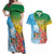 Personalised Malampa Fiji Day Couples Matching Off Shoulder Maxi Dress and Hawaiian Shirt Tribal Pattern With Tropical Flowers - Polynesian Pride