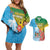 Personalised Malampa Fiji Day Couples Matching Off Shoulder Short Dress and Hawaiian Shirt Tribal Pattern With Tropical Flowers - Polynesian Pride