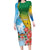 Personalised Malampa Fiji Day Family Matching Long Sleeve Bodycon Dress and Hawaiian Shirt Tribal Pattern With Tropical Flowers - Polynesian Pride