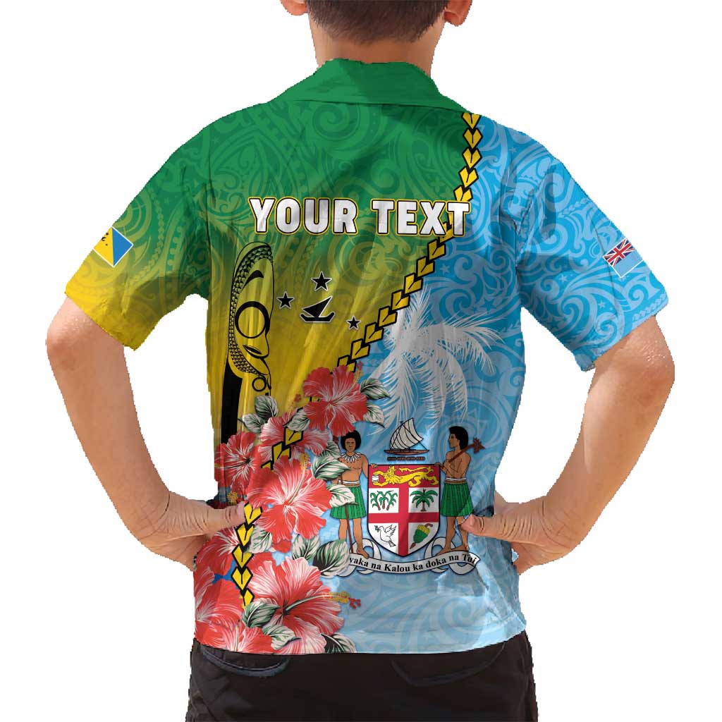 Personalised Malampa Fiji Day Family Matching Puletasi and Hawaiian Shirt Tribal Pattern With Tropical Flowers - Polynesian Pride