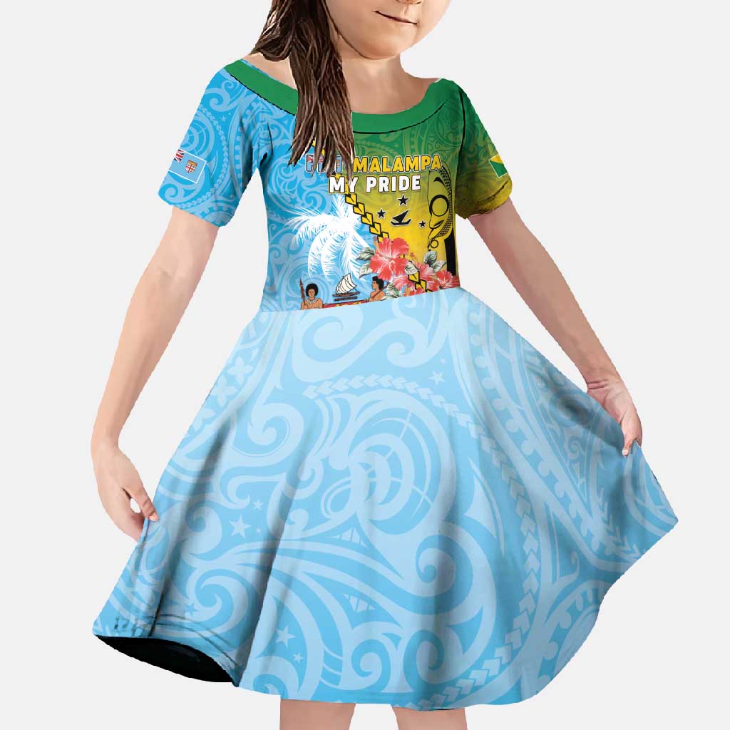 Personalised Malampa Fiji Day Family Matching Short Sleeve Bodycon Dress and Hawaiian Shirt Tribal Pattern With Tropical Flowers - Polynesian Pride