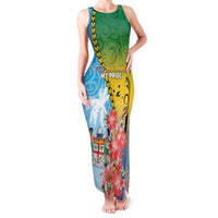 Personalised Malampa Fiji Day Family Matching Tank Maxi Dress and Hawaiian Shirt Tribal Pattern With Tropical Flowers - Polynesian Pride