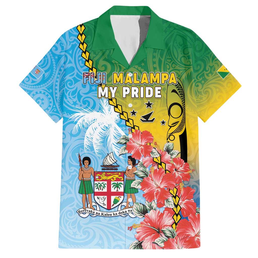 Personalised Malampa Fiji Day Hawaiian Shirt Tribal Pattern With Tropical Flowers - Polynesian Pride