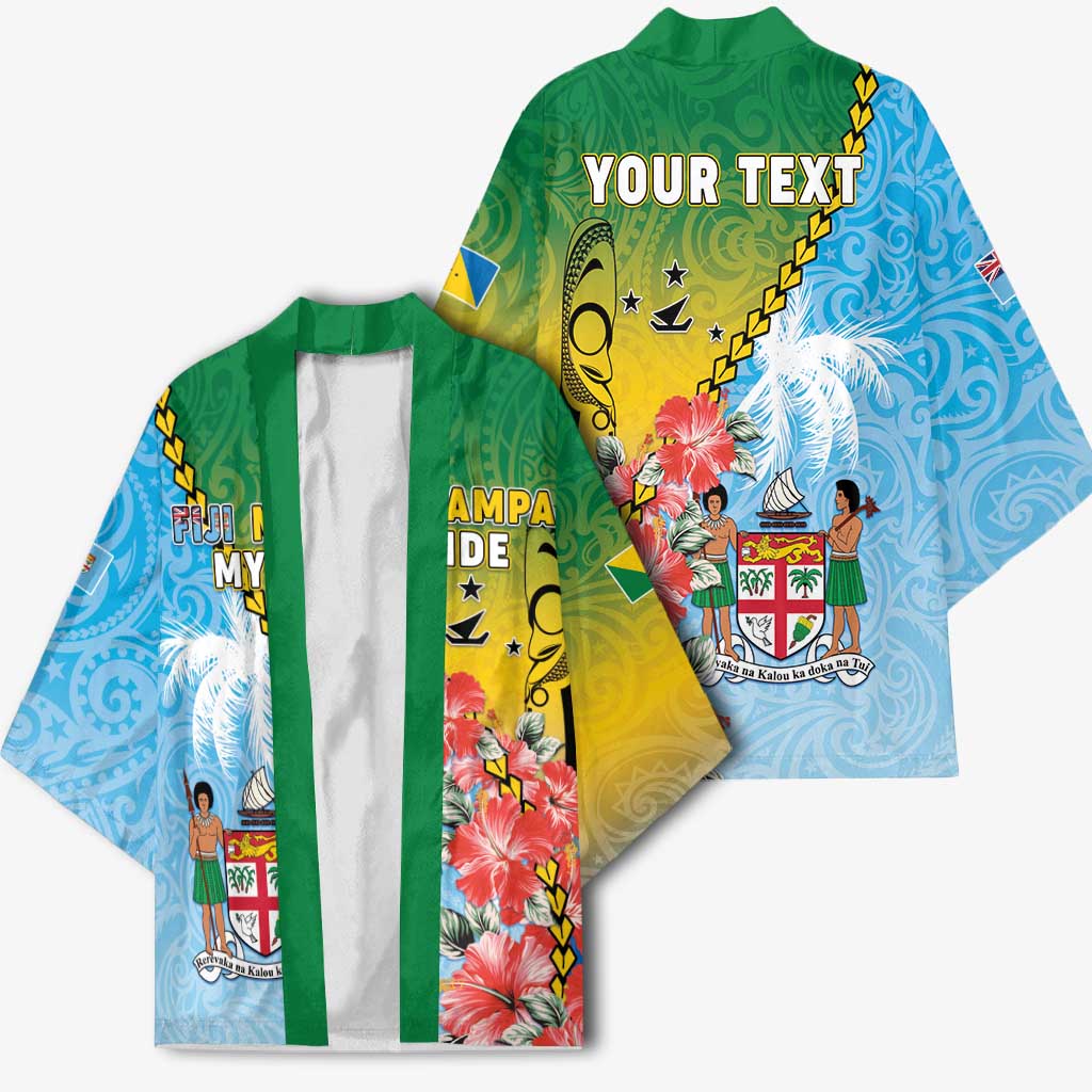 Personalised Malampa Fiji Day Kimono Tribal Pattern With Tropical Flowers - Polynesian Pride