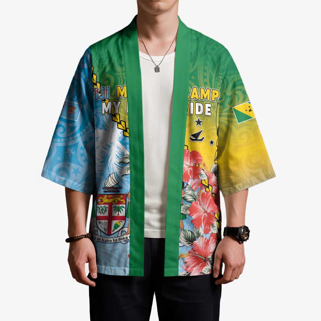 Personalised Malampa Fiji Day Kimono Tribal Pattern With Tropical Flowers - Polynesian Pride