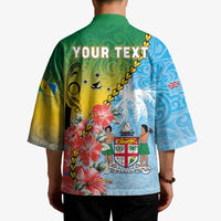 Personalised Malampa Fiji Day Kimono Tribal Pattern With Tropical Flowers - Polynesian Pride