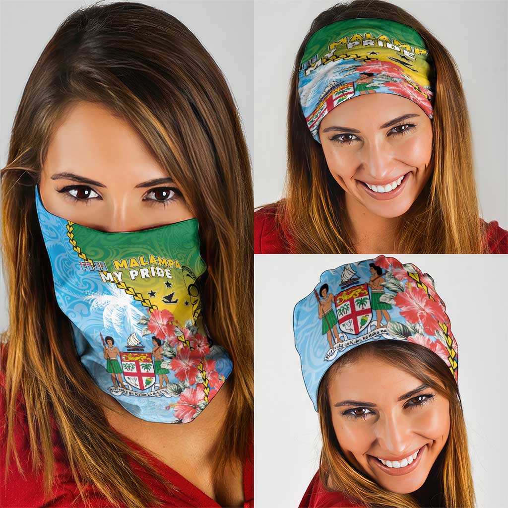 Malampa Fiji Day Neck Gaiter Tribal Pattern With Tropical Flowers - Polynesian Pride