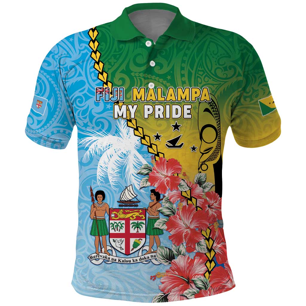 Personalised Malampa Fiji Day Polo Shirt Tribal Pattern With Tropical Flowers - Polynesian Pride