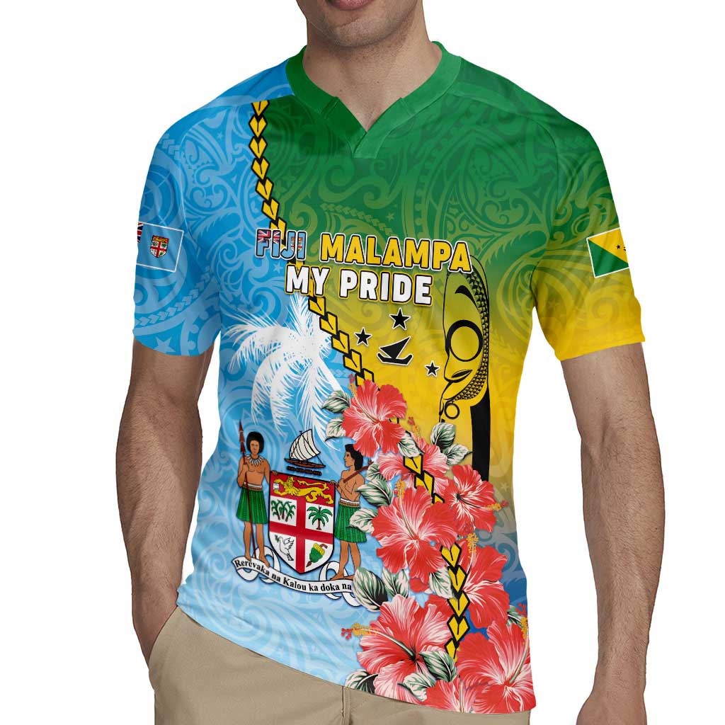 Personalised Malampa Fiji Day Rugby Jersey Tribal Pattern With Tropical Flowers - Polynesian Pride