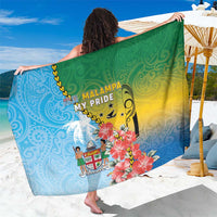 Malampa Fiji Day Sarong Tribal Pattern With Tropical Flowers LT05 One Size 44 x 66 inches Colorful - Polynesian Pride