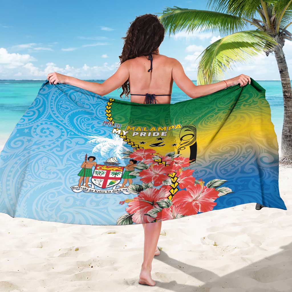 Malampa Fiji Day Sarong Tribal Pattern With Tropical Flowers LT05 - Polynesian Pride