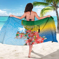 Malampa Fiji Day Sarong Tribal Pattern With Tropical Flowers LT05 - Polynesian Pride