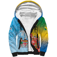 Personalised Malampa Fiji Day Sherpa Hoodie Tribal Pattern With Tropical Flowers LT05 Unisex Colorful - Polynesian Pride