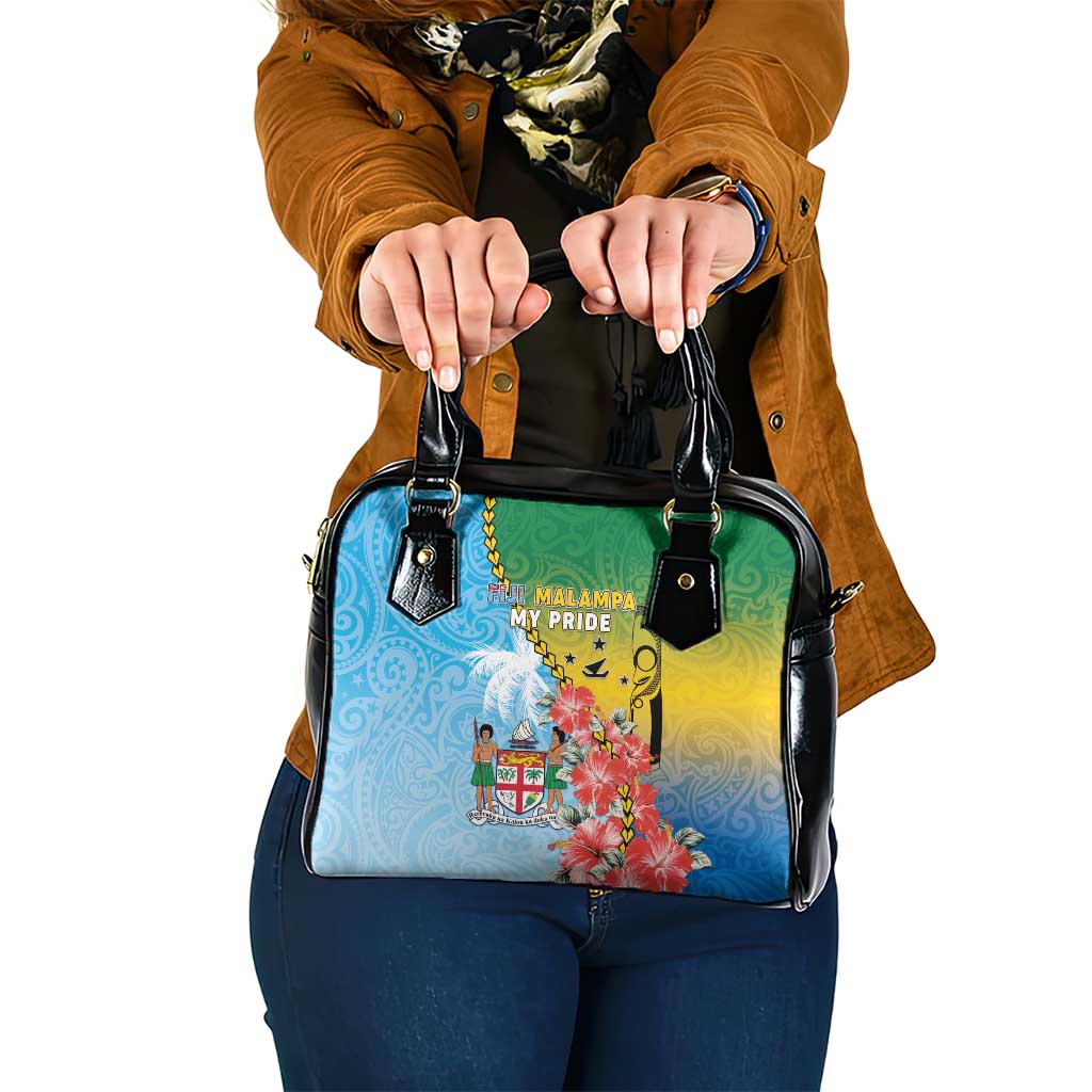 Malampa Fiji Day Shoulder Handbag Tribal Pattern With Tropical Flowers LT05 One Size Colorful - Polynesian Pride