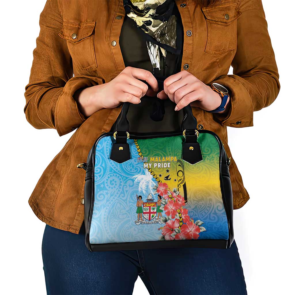 Malampa Fiji Day Shoulder Handbag Tribal Pattern With Tropical Flowers LT05 - Polynesian Pride