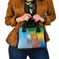 Malampa Fiji Day Shoulder Handbag Tribal Pattern With Tropical Flowers LT05 - Polynesian Pride