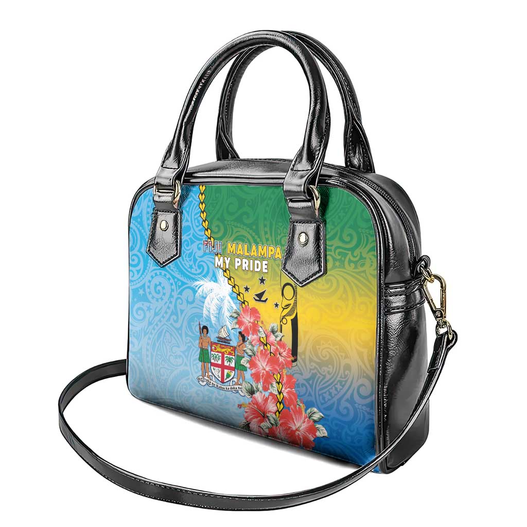 Malampa Fiji Day Shoulder Handbag Tribal Pattern With Tropical Flowers LT05 - Polynesian Pride