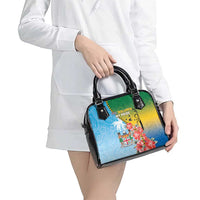 Malampa Fiji Day Shoulder Handbag Tribal Pattern With Tropical Flowers LT05 - Polynesian Pride