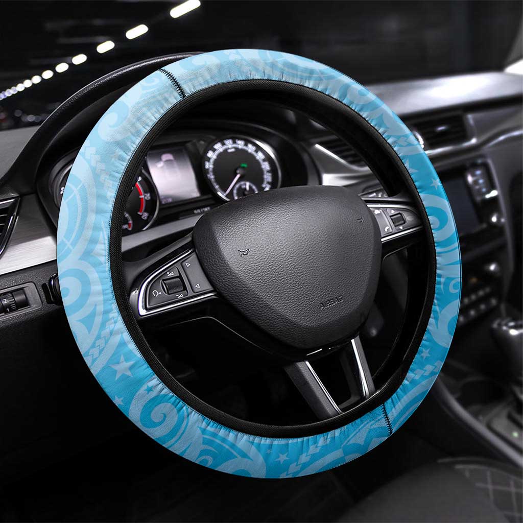 Malampa Fiji Day Steering Wheel Cover Tribal Pattern With Tropical Flowers - Polynesian Pride