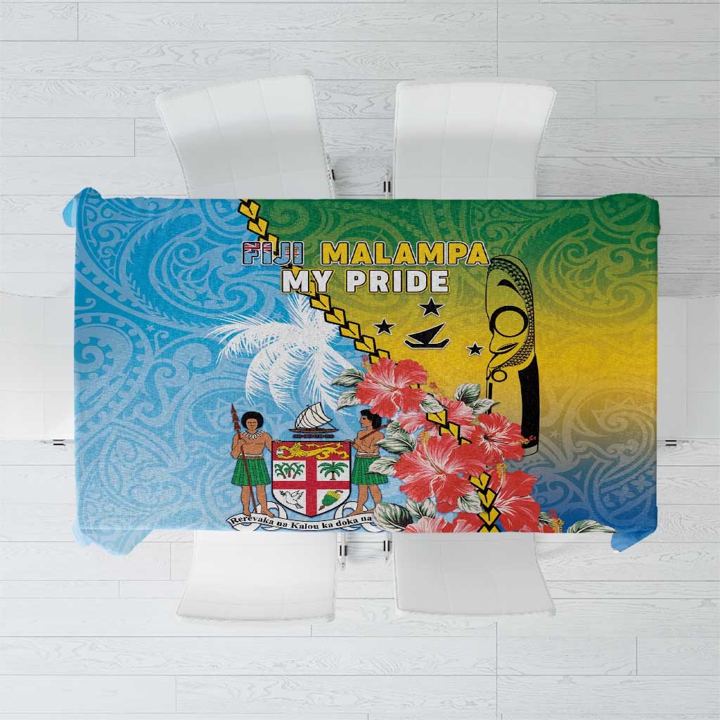 Malampa Fiji Day Tablecloth Tribal Pattern With Tropical Flowers - Polynesian Pride