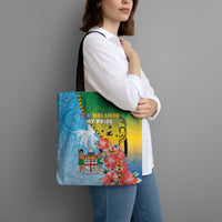 Malampa Fiji Day Tote Bag Tribal Pattern With Tropical Flowers - Polynesian Pride