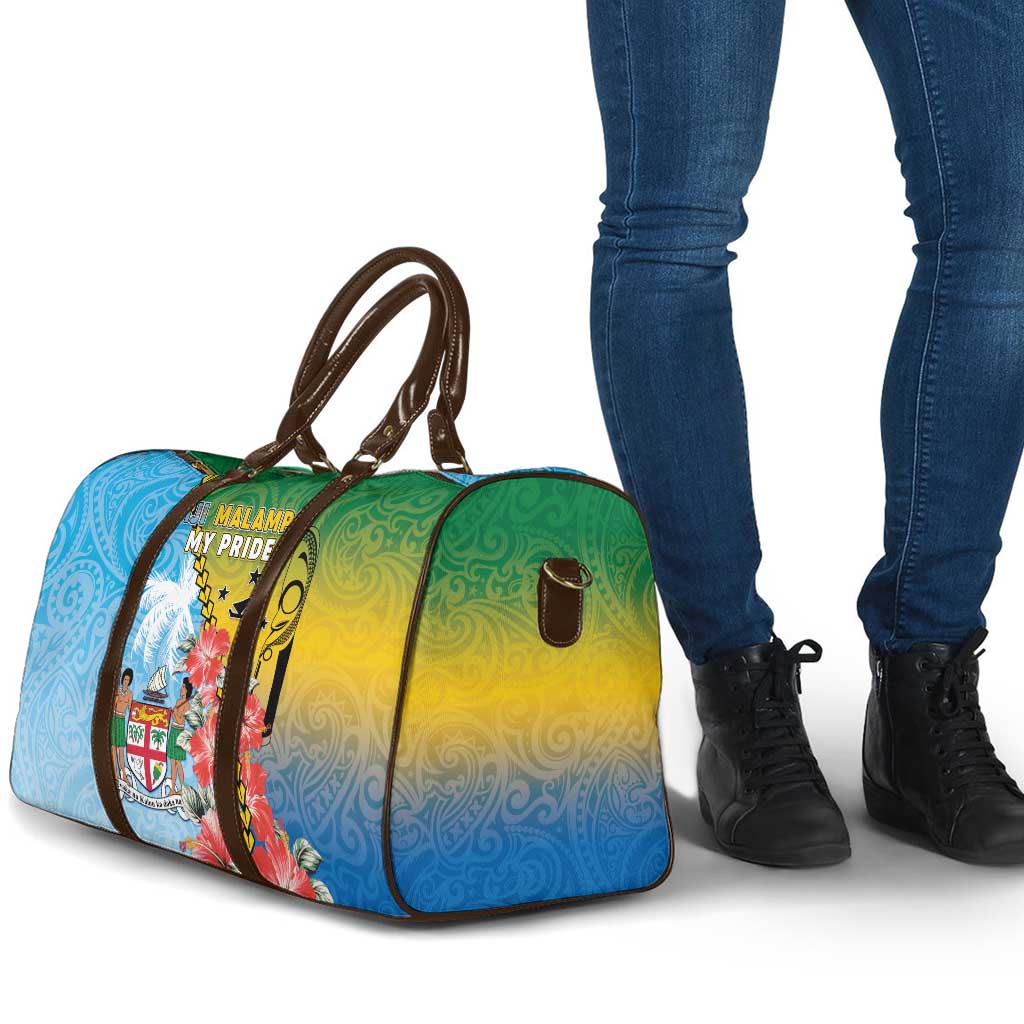 Malampa Fiji Day Travel Bag Tribal Pattern With Tropical Flowers - Polynesian Pride