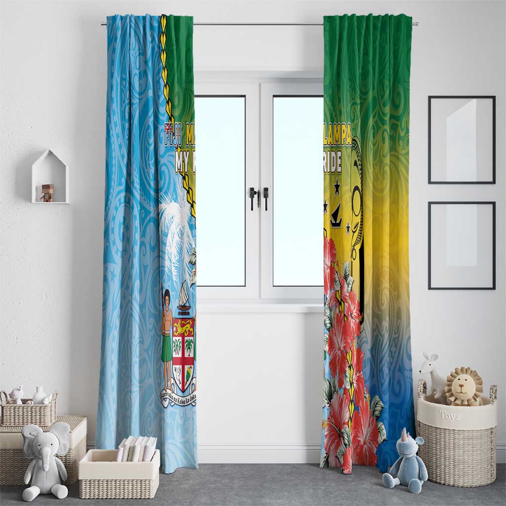 Malampa Fiji Day Window Curtain Tribal Pattern With Tropical Flowers - Polynesian Pride