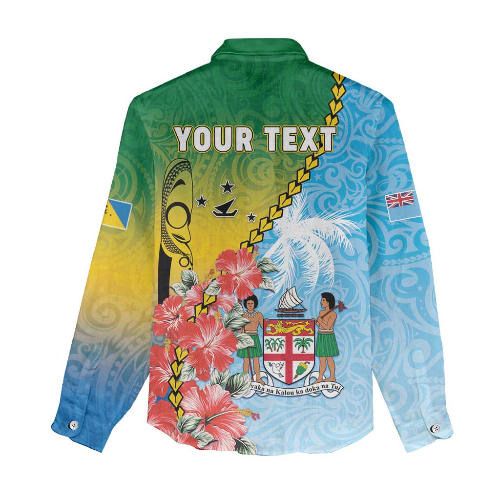 Personalised Malampa Fiji Day Women Casual Shirt Tribal Pattern With Tropical Flowers - Polynesian Pride