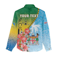 Personalised Malampa Fiji Day Women Casual Shirt Tribal Pattern With Tropical Flowers - Polynesian Pride