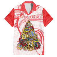 Personalized Happy Boxing Day Family Matching Summer Maxi Dress and Hawaiian Shirt Polynesian Gift Boxes Christmas Tree LT05 Dad's Shirt - Short Sleeve Red - Polynesian Pride