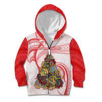 Personalized Happy Boxing Day Kid Hoodie Polynesian Gift Boxes Christmas Tree LT05 Zip Hoodie Red - Polynesian Pride