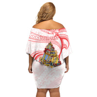 Personalized Happy Boxing Day Off Shoulder Short Dress Polynesian Gift Boxes Christmas Tree LT05 - Polynesian Pride