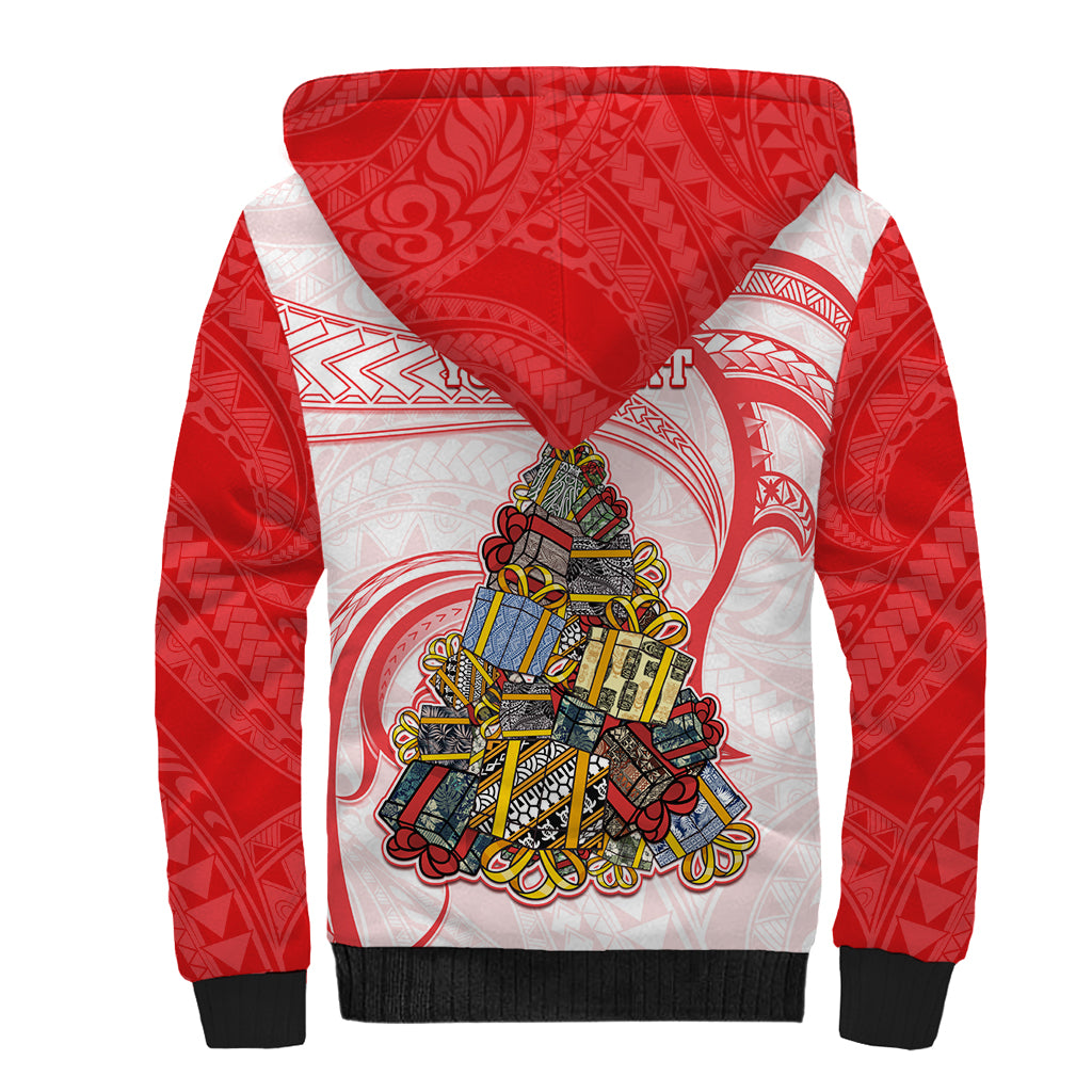 Personalized Happy Boxing Day Sherpa Hoodie Polynesian Gift Boxes Christmas Tree LT05 - Polynesian Pride