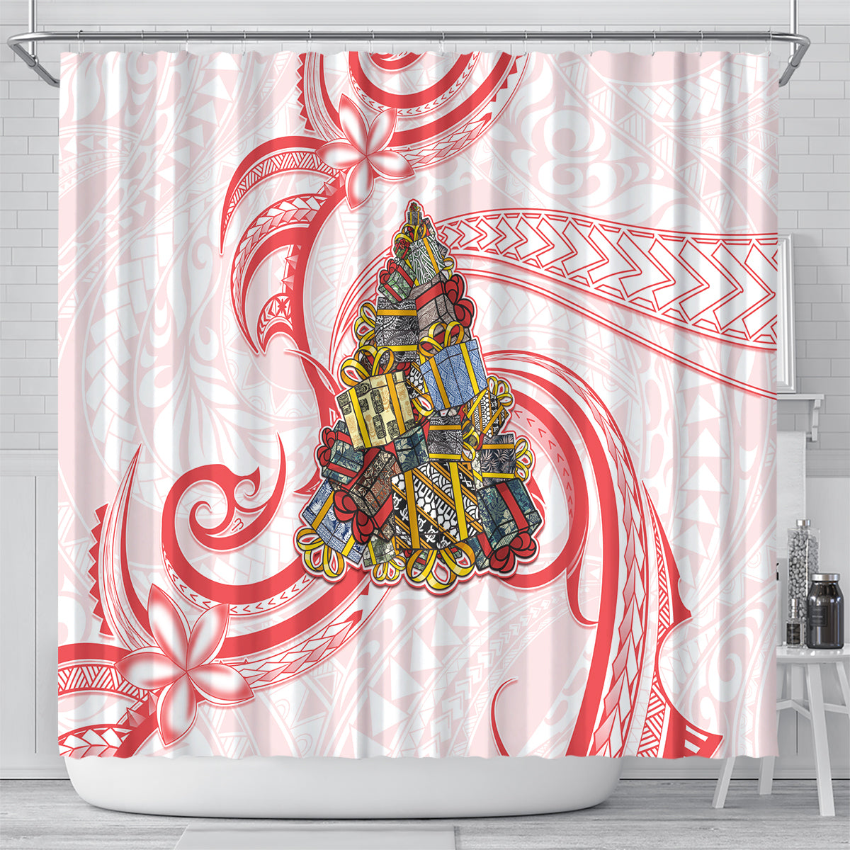 Happy Boxing Day Shower Curtain Polynesian Gift Boxes Christmas Tree LT05 - Polynesian Pride