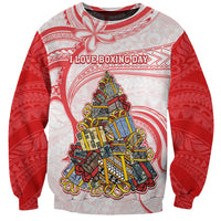 Personalized Happy Boxing Day Sweatshirt Polynesian Gift Boxes Christmas Tree LT05 Unisex Red - Polynesian Pride