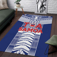 Rugby Toa Samoa Area Rug Samoan Tatau Blue Version LT05 Blue - Polynesian Pride