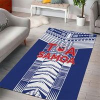Rugby Toa Samoa Area Rug Samoan Tatau Blue Version LT05 - Polynesian Pride
