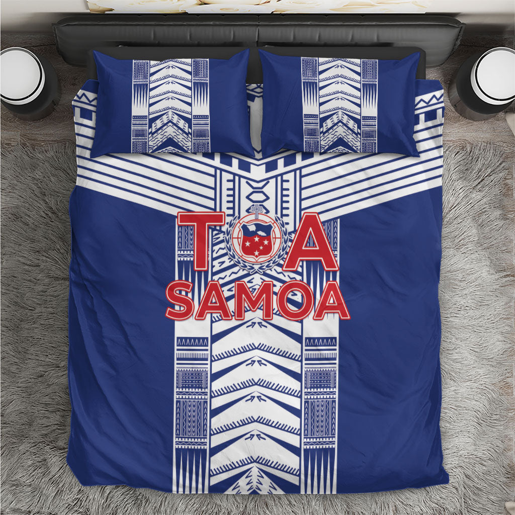 Rugby Toa Samoa Bedding Set Samoan Tatau Blue Version LT05 Blue - Polynesian Pride