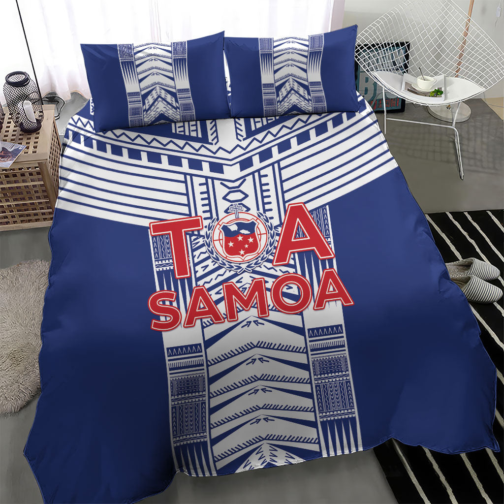 Rugby Toa Samoa Bedding Set Samoan Tatau Blue Version LT05 - Polynesian Pride