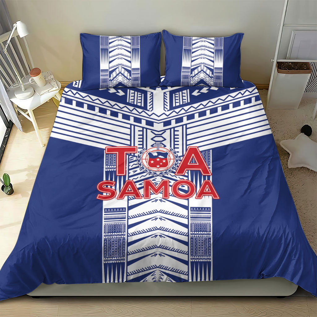 Rugby Toa Samoa Bedding Set Samoan Tatau Blue Version LT05 - Polynesian Pride