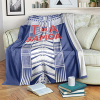 Rugby Toa Samoa Blanket Samoan Tatau Blue Version LT05 Blue - Polynesian Pride