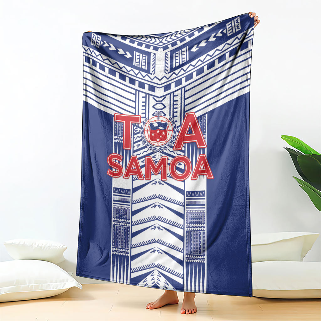 Rugby Toa Samoa Blanket Samoan Tatau Blue Version LT05 - Polynesian Pride