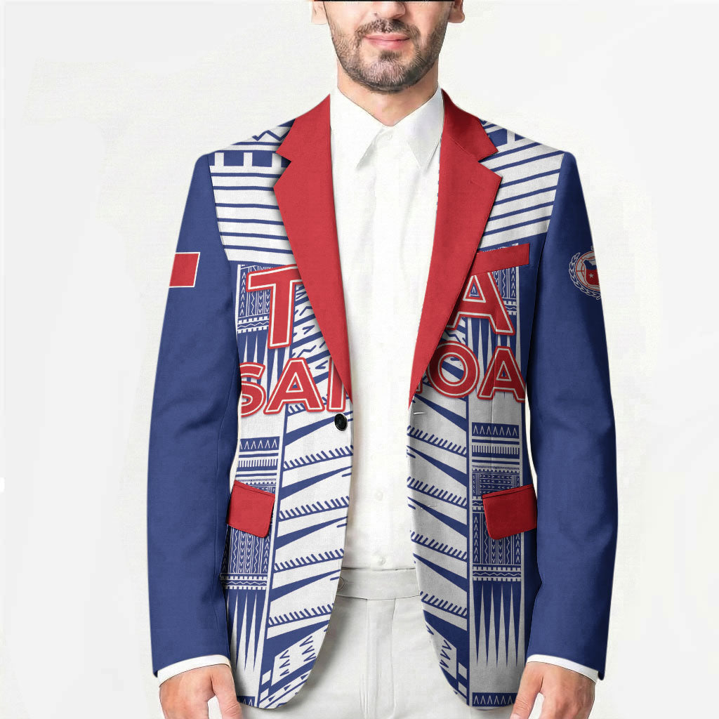 Custom Rugby Toa Samoa Blazer Samoan Tatau Blue Version LT05 - Polynesian Pride