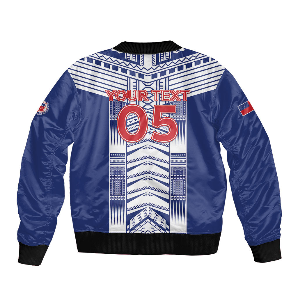 Custom Rugby Toa Samoa Bomber Jacket Samoan Tatau Blue Version LT05 - Polynesian Pride